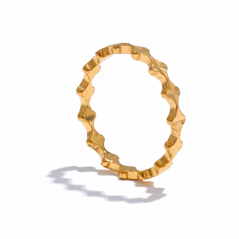 18K Gold Plated Texture Stackable Band  Ring